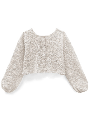 前後2Wayライン刺繍ショート丈カーディガン