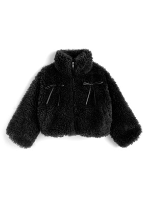 リボンボアショート丈ジャケット