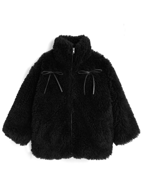 リボン付きボアジャケット