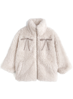 リボン付きボアジャケット