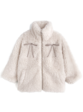 リボン付きボアジャケット