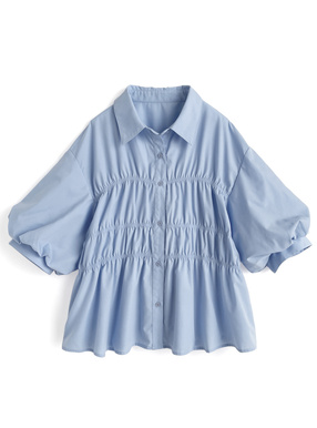 バルーンスリーブシャーリングブラウス