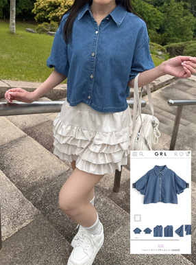 バルーンスリーブデニムシャツ