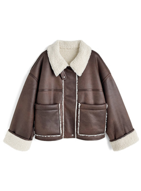 襟2Wayムートンブルゾン