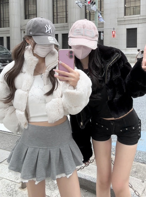 ファーショート丈ブルゾン