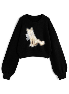 キャットリボンニットトップス