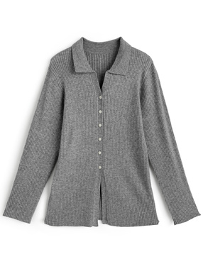 スキッパーリブニットカーディガン