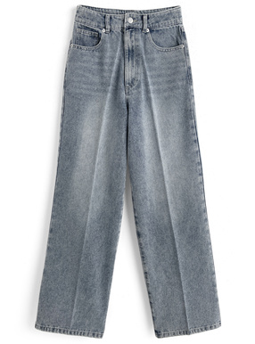 センタープレスワイドデニムパンツ