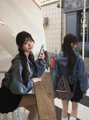 ダブルジップデニムパーカー