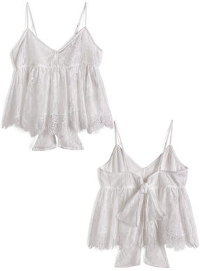 バックリボンレースキャミソールビスチェ