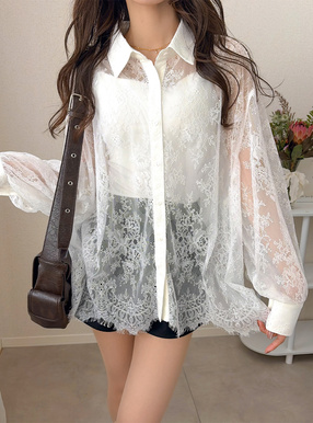 レースボリュームスリーブシャツ