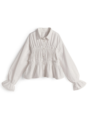 シャーリングフリルブラウス