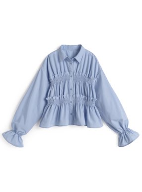 シャーリングフリルブラウス