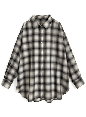 ストラップ付き2Wayチェック柄ビッグシャツ