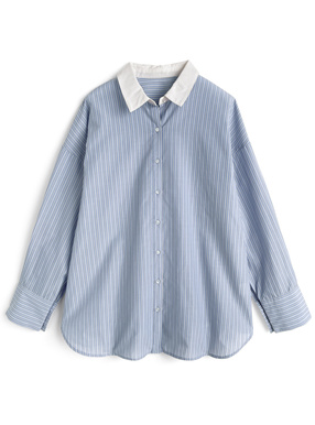 ストライプ柄配色カラーオーバーサイズシャツ