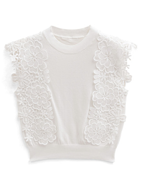 花柄レースノースリーブニットトップス
