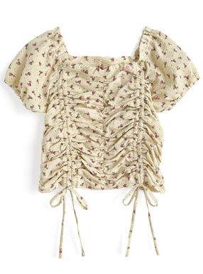 2Way小花柄ドロストトップス