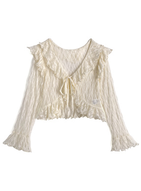 リボンレースフリルカーディガン