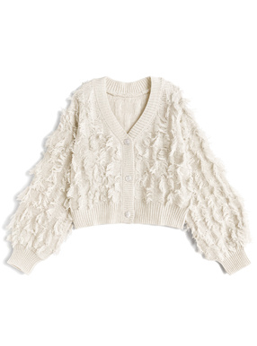 フリンジラメニットカーディガン