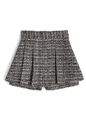 ツイードプリーツミニスカートパンツ