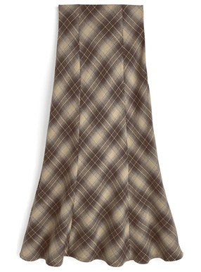 チェック柄バックレースアップマーメイドスカート