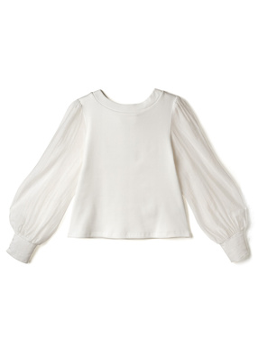 前後2Way異素材リボントップス