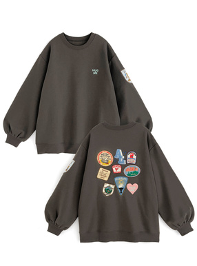 ワッペン刺繍スウェットトップス