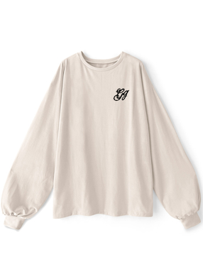 立体ロゴ刺繍ボリュームスリーブロンT