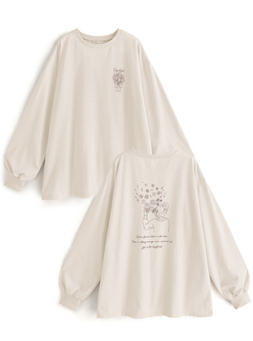 花柄プリントロングTシャツ