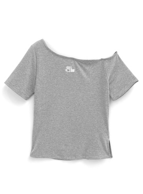 ワンショルダーロゴ刺繍Tシャツ