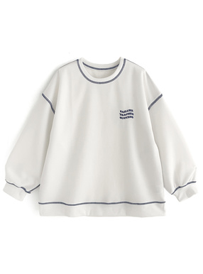 ロゴ刺繍配色ステッチトップス