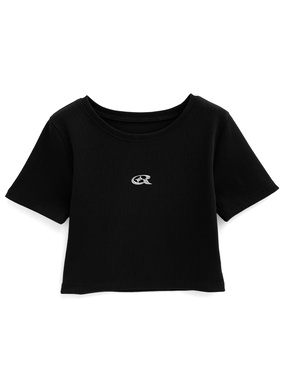 ショート丈メタルロゴテレコリブTシャツ