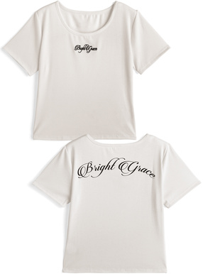 ロゴ刺繍バックプリントTシャツ