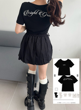 ロゴ刺繍バックプリントTシャツ