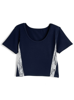 サイドレースショート丈Tシャツ
