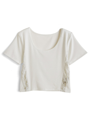 サイドレースショート丈Tシャツ