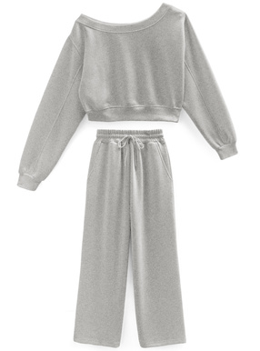 ワンショルスウェット×ワイドパンツセットアップ