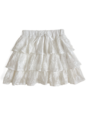 インパン裏地付き花柄レースティアードミニスカート