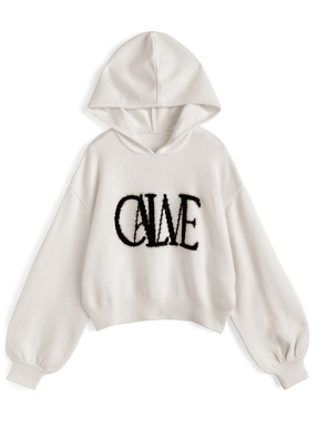 フード付きラメロゴニットトップス