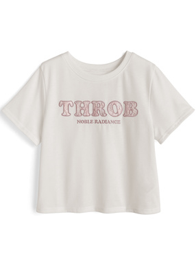 レースロゴ刺繍ショート丈Tシャツ