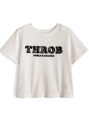 レースロゴ刺繍ショート丈Tシャツ
