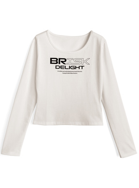 ロゴプリントショート丈Tシャツ