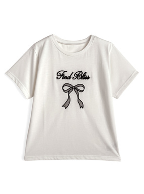 リボンロゴ刺繍Tシャツ