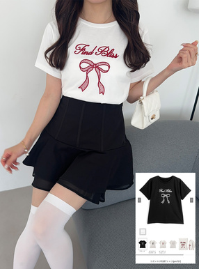 リボンロゴ刺繍Tシャツ