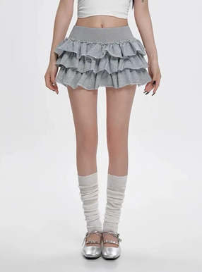 インパン付きティアードスウェットミニスカート