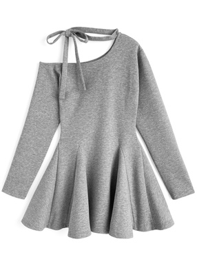 ワンショルダーリボンミニワンピース