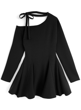 ワンショルダーリボンミニワンピース