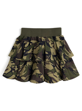 インパン裏地付きカモフラージュ柄スウェットティアードミニスカート