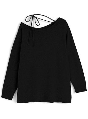 ワンショルダーリボンニットワンピース