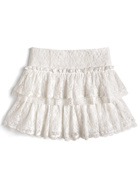 インパン裏地付きティアードフリルレースミニスカート